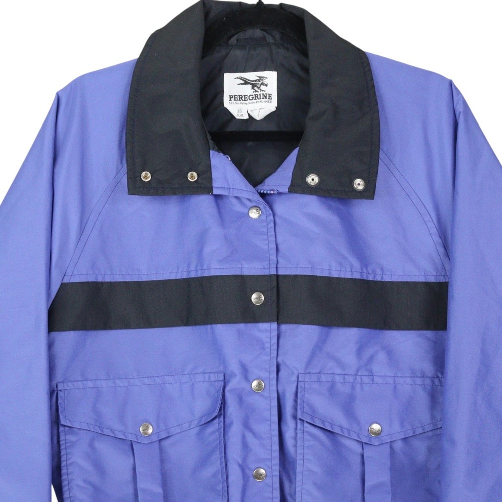 Vintage Peregrine Jacket Womens Medium Purple Black Snap Front Bomber Coat - Picture 2 of 6